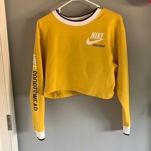 Nike Yellow Reversible Cropped Sweatshirt Size Small